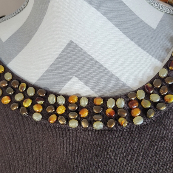 Womens Loft Beaded Neckline Silk/cotton tank Keyhole back Size Large - Picture 3 of 7